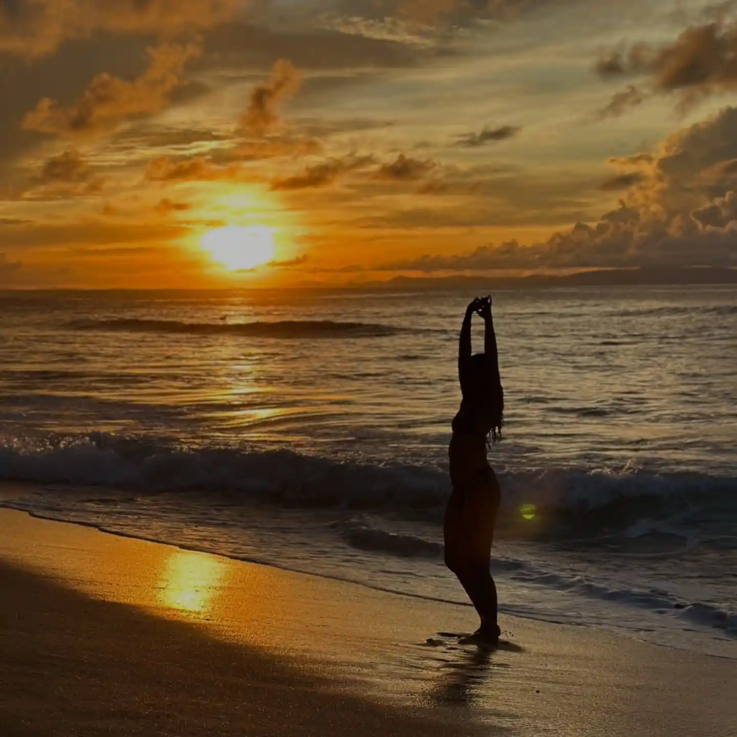 Sunset over the Philippine Sea at Pacifico Beach, Siargao Island