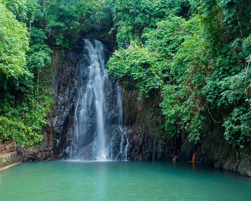 Clear jungle water at Taktak Falls in Santa Monica, Siargao Island, Philippines